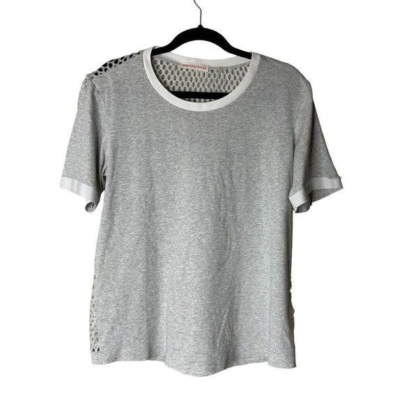 Rebecca Taylor Womens Short Sleeve Mesh Jersey Top Tee Shirt Heather Gray Med - Picture 1 of 4